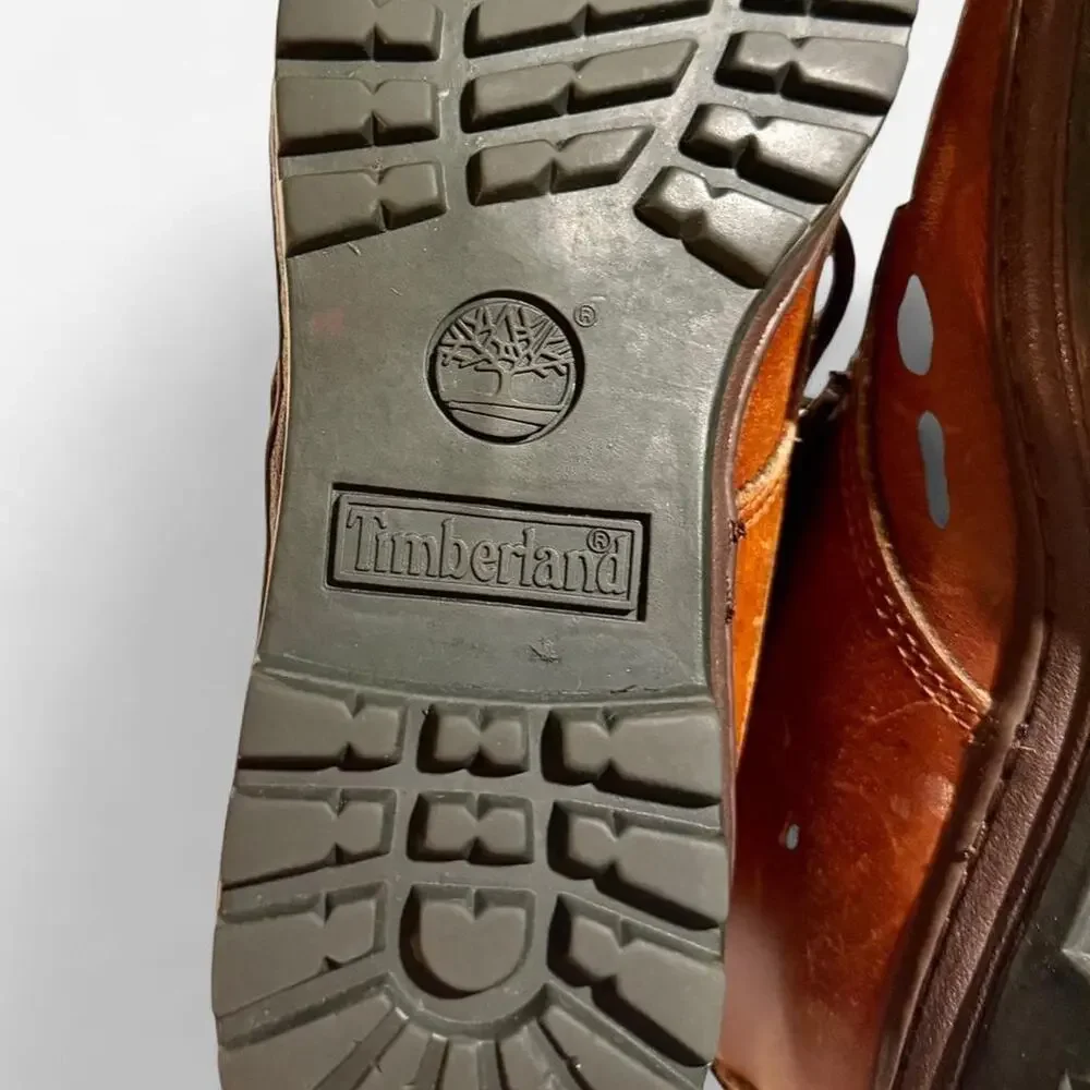 Vintage Timberland Brown Leather Rugged Workwear Gorpcore Hiking Boots Size 8